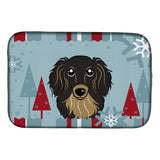 Caroline'S Treasures Winter Holiday Longhair Black And Tan Dachshund Dish Drying Mat, 14 X 21