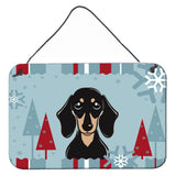 Caroline'S Treasures Winter Holiday Smooth Black And Tan Dachshund Wall Or Door Hanging Prints Bb1711Ds812, 8Hx12W, Multicolor