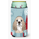 Caroline'S Treasures Winter Holiday Cocker Spaniel Tall Boy Koozie Hugger, Multicolor