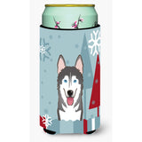 Caroline'S Treasures Winter Holiday Alaskan Malamute Tall Boy Koozie Hugger, Multicolor
