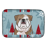 Caroline'S Treasures Winter Holiday English Bulldog Dish Drying Mat, 14 X 21