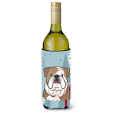 Caroline'S Treasures Winter Holiday English Bulldog Wine Bottle Koozie Hugger, 750 Ml, Multicolor