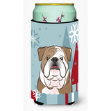 Caroline'S Treasures Winter Holiday English Bulldog Tall Boy Koozie Hugger, Multicolor
