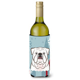 Caroline'S Treasures Winter Holiday White English Bulldog Wine Bottle Koozie Hugger, 750 Ml, Multicolor