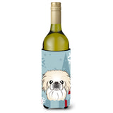 Caroline'S Treasures Winter Holiday Pekingese Wine Bottle Koozie Hugger, 750 Ml, Multicolor