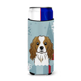 Caroline'S Treasures Winter Holiday Cavalier Spaniel Michelob Ultra Koozies For Slim Cans, Multicolor