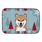 Caroline'S Treasures Winter Holiday Shiba Inu Dish Drying Mat, 14 X 21