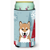 Caroline'S Treasures Winter Holiday Shiba Inu Tall Boy Koozie Hugger, Multicolor
