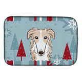 Caroline'S Treasures Winter Holiday Borzoi Dish Drying Mat, 14 X 21