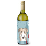 Caroline'S Treasures Winter Holiday Borzoi Wine Bottle Koozie Hugger, 750 Ml, Multicolor