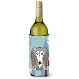 Caroline'S Treasures Winter Holiday Saluki Wine Bottle Koozie Hugger, 750 Ml, Multicolor