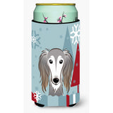 Caroline'S Treasures Winter Holiday Saluki Tall Boy Koozie Hugger, Multicolor