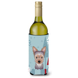 Caroline'S Treasures Winter Holiday Yorkie Puppy Wine Bottle Koozie Hugger, 750 Ml, Multicolor