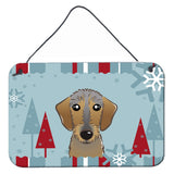 Caroline'S Treasures Winter Holiday Wirehaired Dachshund Wall Or Door Hanging Prints Bb1729Ds812, 8Hx12W
