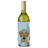 Caroline'S Treasures Winter Holiday Wirehaired Dachshund Wine Bottle Koozie Hugger, 750 Ml, Multicolor