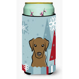 Caroline'S Treasures Winter Holiday Chocolate Labrador Tall Boy Koozie Hugger, Multicolor