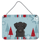 Caroline'S Treasures Winter Holiday Black Labrador Wall Or Door Hanging Prints Bb1731Ds812, 8Hx12W, Multicolor