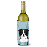 Caroline'S Treasures Winter Holiday Border Collie Wine Bottle Koozie Hugger, 750 Ml, Multicolor