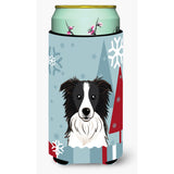 Caroline'S Treasures Winter Holiday Border Collie Tall Boy Koozie Hugger, Multicolor