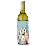 Caroline'S Treasures Winter Holiday Afghan Hound Wine Bottle Koozie Hugger, 750 Ml, Multicolor