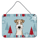 Caroline'S Treasures Winter Holiday Wire Haired Fox Terrier Wall Or Door Hanging Prints Bb1743Ds812, 8Hx12W