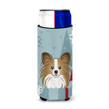 Caroline'S Treasures Winter Holiday Papillon Michelob Ultra Koozies For Slim Cans, Multicolor