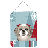 Caroline'S Treasures Winter Holiday Gray Silver Shih Tzu Wall Or Door Hanging Prints Bb1746Ds1216, 16Hx12W, Multicolor