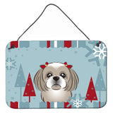 Caroline'S Treasures Winter Holiday Gray Silver Shih Tzu Wall Or Door Hanging Prints Bb1746Ds812, 8Hx12W, Multicolor