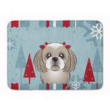 Caroline'S Treasures Winter Holiday Gray Silver Shih Tzu Floor Mat, 19 X 27, Multicolor