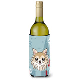 Caroline'S Treasures Winter Holiday Chihuahua Wine Bottle Koozie Hugger, 750 Ml, Multicolor