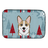 Caroline'S Treasures Winter Holiday Sable Corgi Dish Drying Mat, 14 X 21