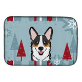 Caroline'S Treasures Winter Holiday Tricolor Corgi Dish Drying Mat, 14 X 21