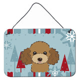 Caroline'S Treasures Winter Holiday Chocolate Brown Poodle Wall Or Door Hanging Prints Bb1752Ds812, 8Hx12W