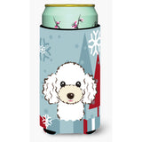 Caroline'S Treasures Winter Holiday White Poodle Tall Boy Koozie Hugger, Multicolor
