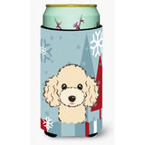 Caroline'S Treasures Winter Holiday Buff Poodle Tall Boy Koozie Hugger, Multicolor