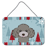 Caroline'S Treasures Winter Holiday Silver Gray Poodle Wall Or Door Hanging Prints Bb1755Ds812, 8Hx12W