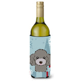 Caroline'S Treasures Winter Holiday Silver Gray Poodle Wine Bottle Koozie Hugger, 750 Ml, Multicolor