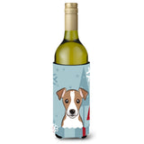 Caroline'S Treasures Bb1756Literk Winter Holiday Jack Russell Terrier Wine Bottle Koozie Hugger, 750 Ml, Multicolor