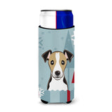 Caroline'S Treasures Bb1757Muk Winter Holiday Jack Russell Terrier Michelob Ultra Koozies For Slim Cans, Multicolor