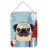 Caroline'S Treasures Winter Holiday Fawn Pug Wall Or Door Hanging Prints Bb1758Ds1216, 16Hx12W, Multicolor