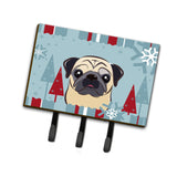 Caroline'S Treasures Bb1758Th68 Winter Holiday Fawn Pug Leash Or Key Holder, Large, Multicolor