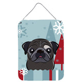 Caroline'S Treasures Winter Holiday Black Pug Wall Or Door Hanging Prints Bb1759Ds1216, 16Hx12W, Multicolor