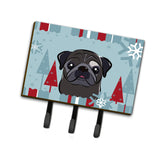Caroline'S Treasures Bb1759Th68 Winter Holiday Black Pug Leash Or Key Holder, Large, Multicolor