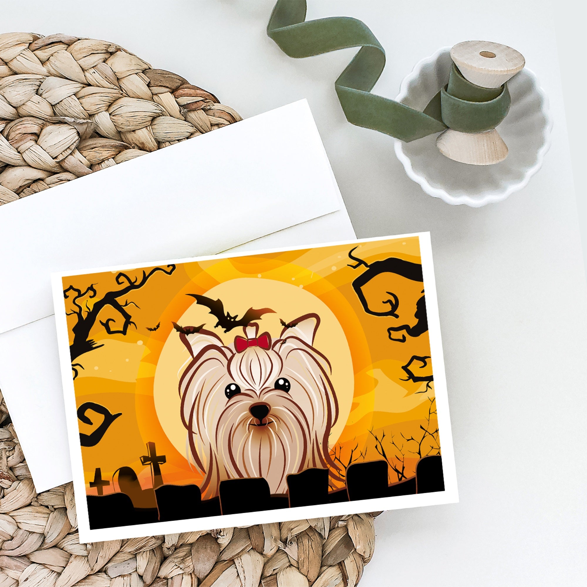 Halloween Yorkie Yorkishire Terrier Greeting Cards And Envelopes Pack Of 8