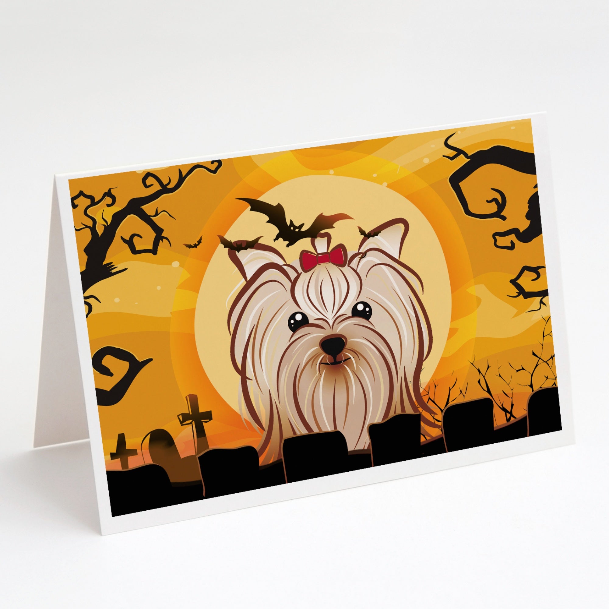 Halloween Yorkie Yorkishire Terrier Greeting Cards And Envelopes Pack Of 8
