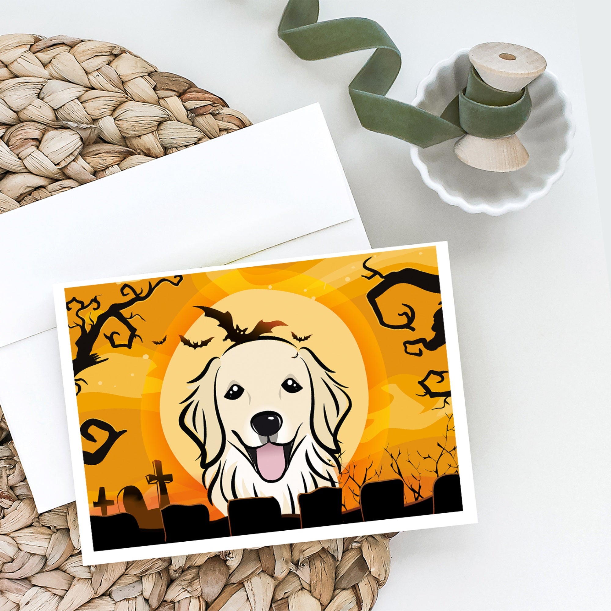 Halloween Golden Retriever Greeting Cards And Envelopes Pack Of 8