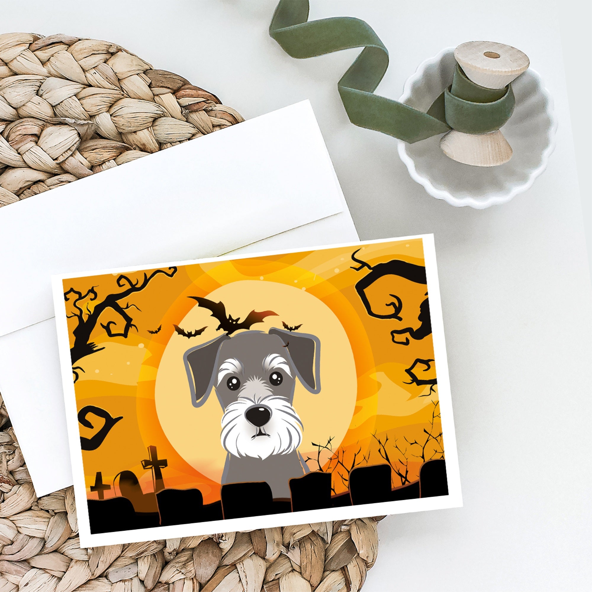 Halloween Schnauzer Greeting Cards And Envelopes Pack Of 8