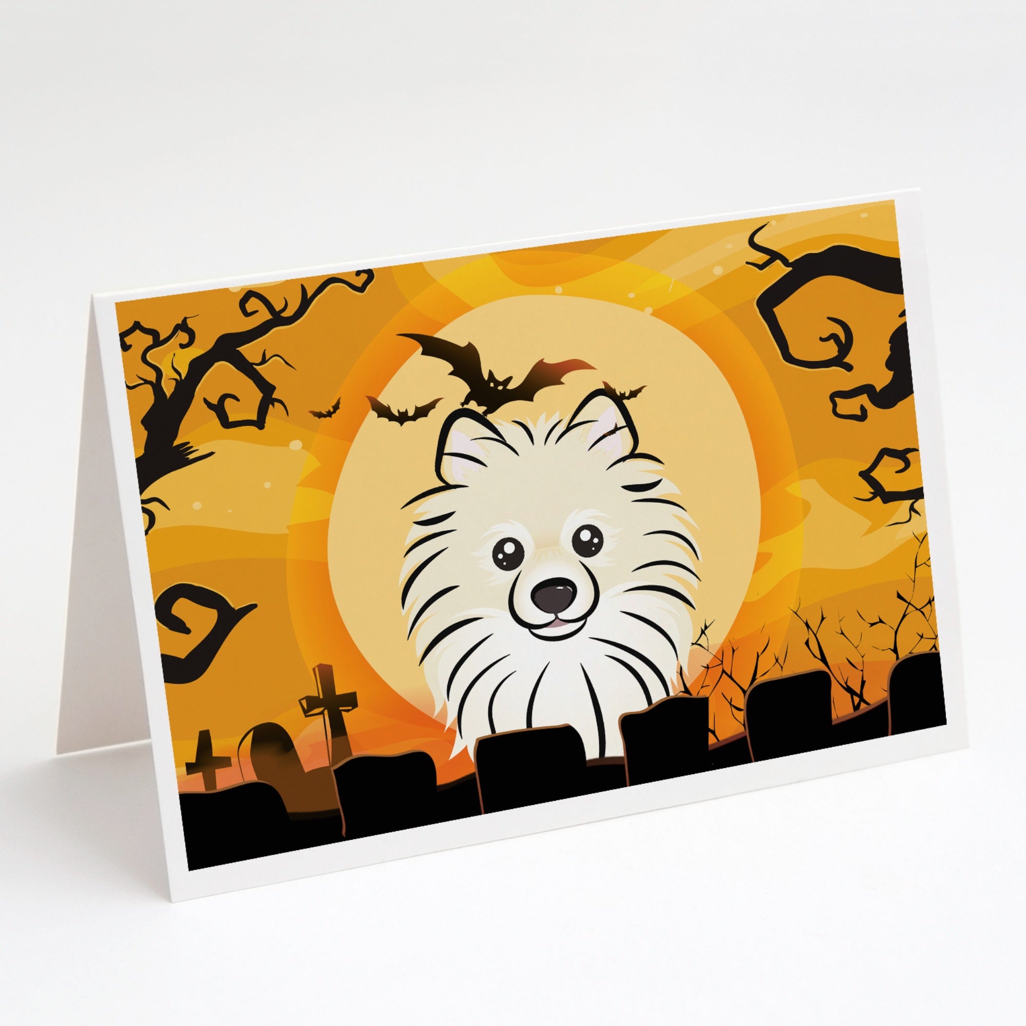 Halloween Pomeranian Greeting Cards And Envelopes Pack Of 8