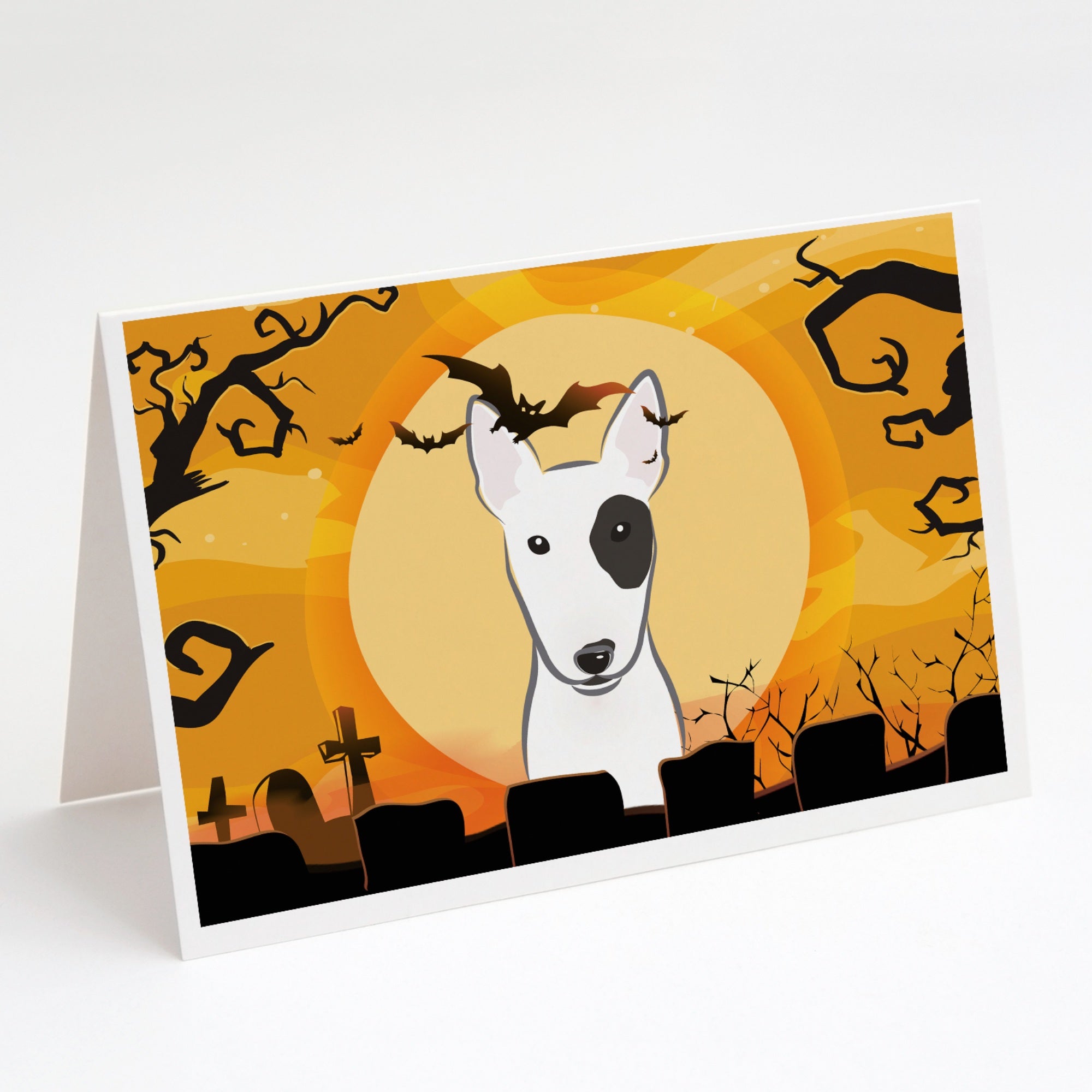 Halloween Bull Terrier Greeting Cards And Envelopes Pack Of 8