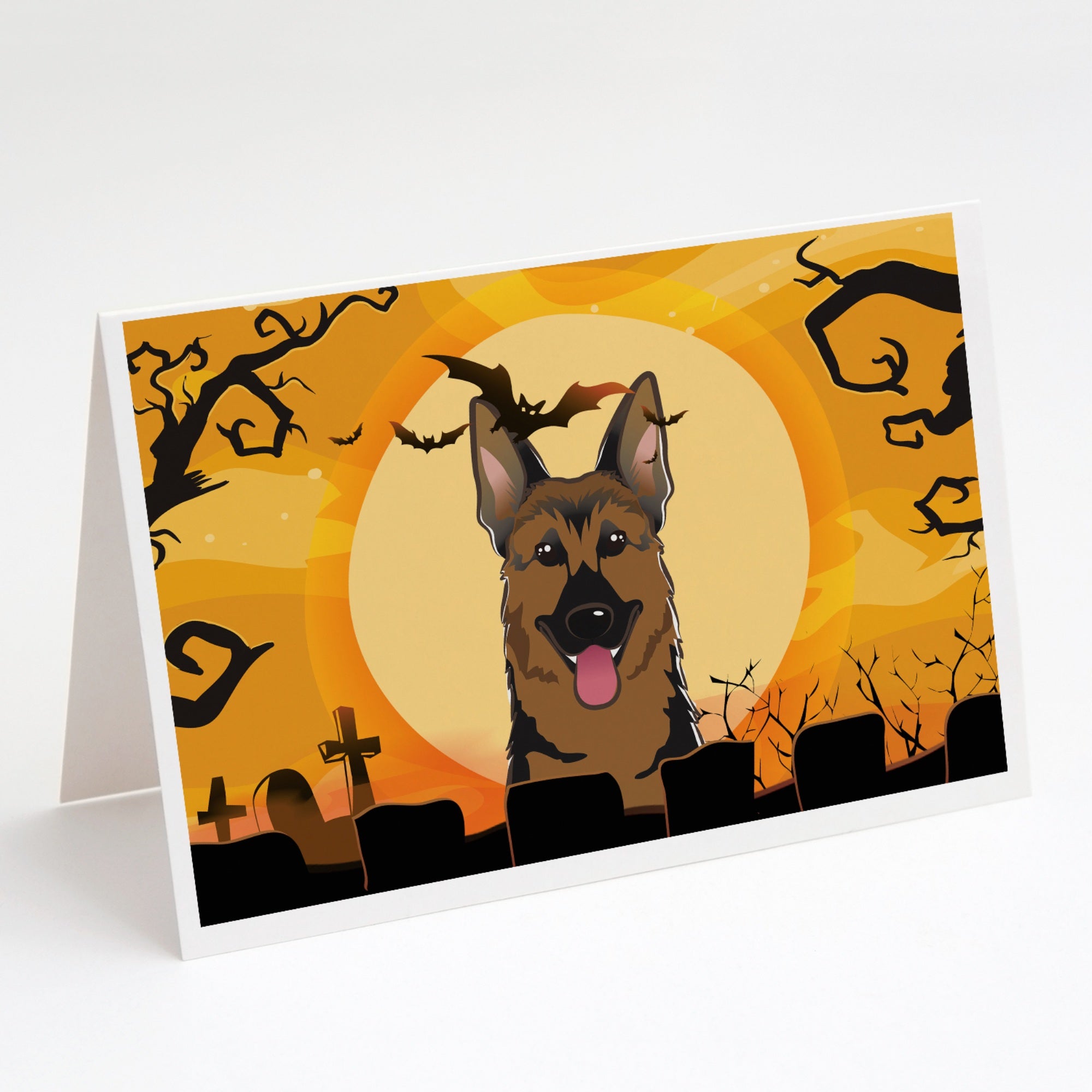 Halloween German Shepherd Greeting Cards And Envelopes Pack Of 8
